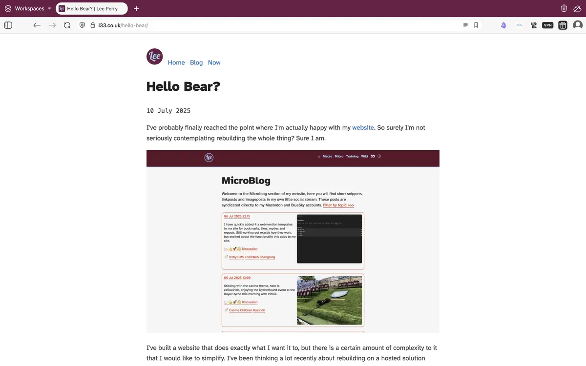 Screenshot showing my site logo appearing both in the browser tab, and at the front of my navigation menu