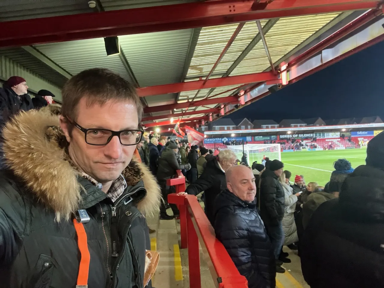 Me, stood on the terrace at the Wham Stadium after Stanley's late victory over Barrow
