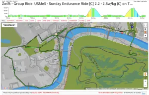 Screenshot from veloviewer showing ride map and elevation profile.