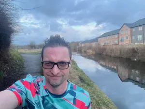 Me at the end of the run looking back across the canal at Barden Mill
