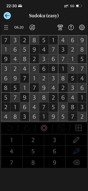 Screenshot of a completed sudoku puzzle