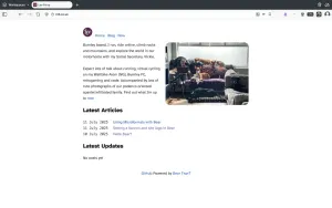 Screenshot from the front page of my Bear website showing my h-card ash the top of the page