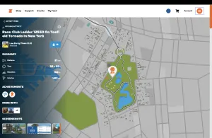 Screenshot from zwift showing ride map and key statistics